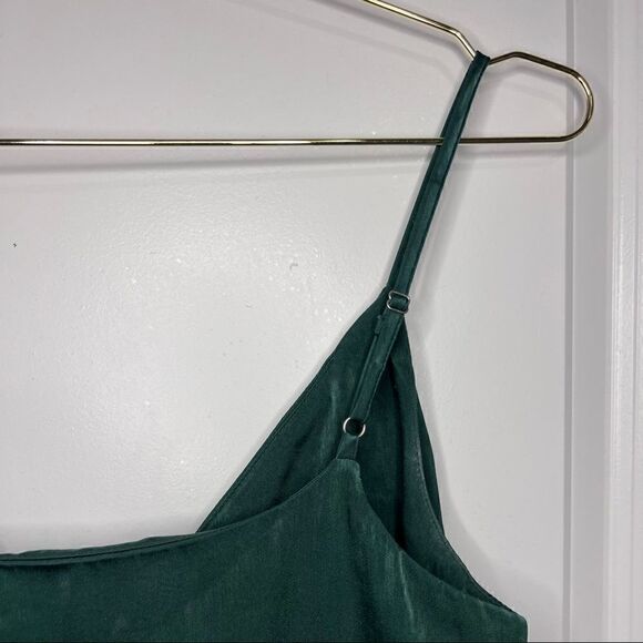 J.O.A. Fall In Love Forest Green Satin Midi Wrap Dress - Picture 10 of 14